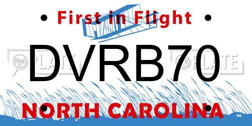 DVRB70 North Carolina License Plate