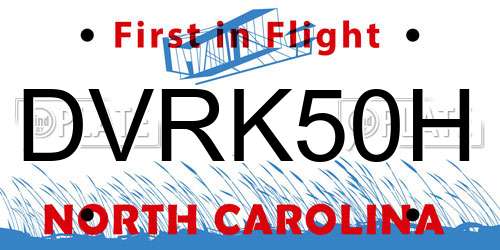 DVRK50H North Carolina License Plate