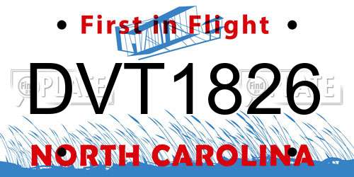 DVT1826 North Carolina License Plate