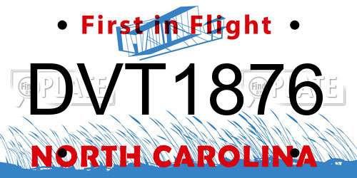 DVT1876 North Carolina License Plate