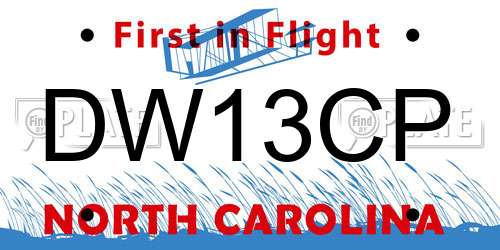 DW13CP North Carolina License Plate