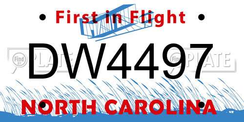 DW4497 North Carolina License Plate