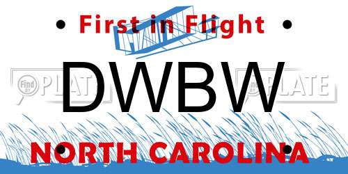 DWBW North Carolina License Plate