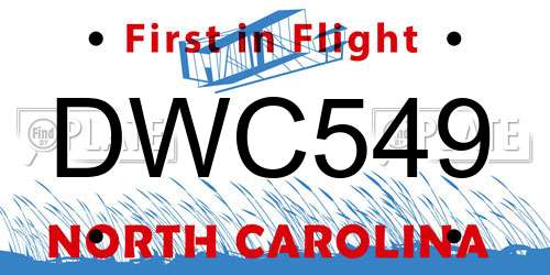 DWC549 North Carolina License Plate
