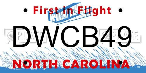 DWCB49 North Carolina License Plate
