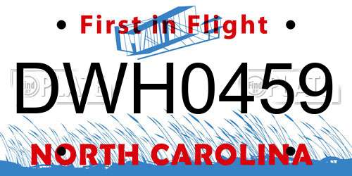 DWH0459 North Carolina License Plate