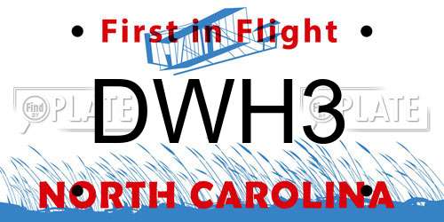 DWH3 North Carolina License Plate