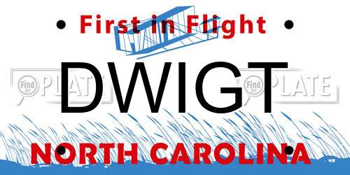 DWIGT North Carolina License Plate