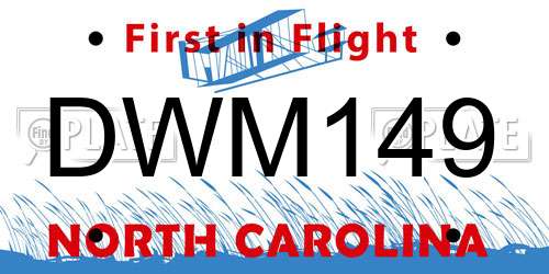 DWM149 North Carolina License Plate