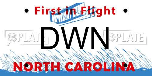DWN North Carolina License Plate