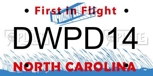 DWPD14 North Carolina License Plate