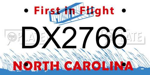 DX2766 North Carolina License Plate
