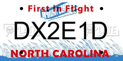 DX2E1D North Carolina License Plate