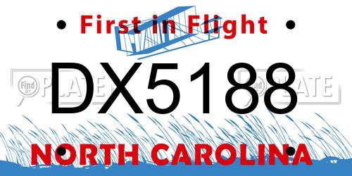 DX5188 North Carolina License Plate