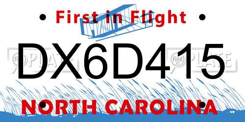 DX6D415 North Carolina License Plate