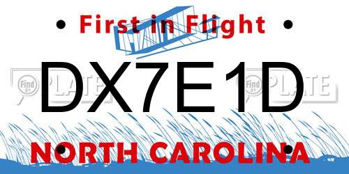 DX7E1D North Carolina License Plate