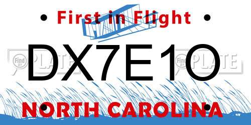 DX7E1O North Carolina License Plate