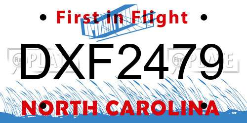 DXF2479 North Carolina License Plate