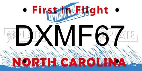 DXMF67 North Carolina License Plate