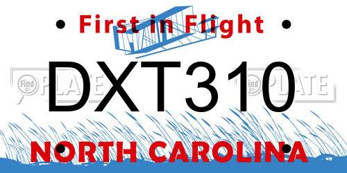 DXT310 North Carolina License Plate