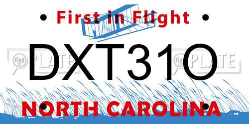 DXT31O North Carolina License Plate