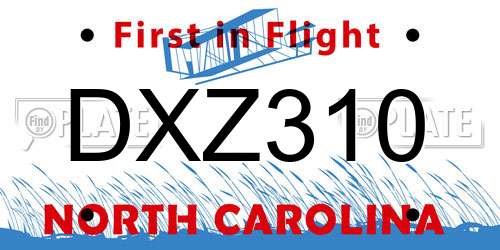 DXZ310 North Carolina License Plate