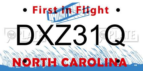 DXZ31Q North Carolina License Plate