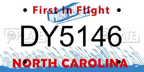 DY5146 North Carolina License Plate