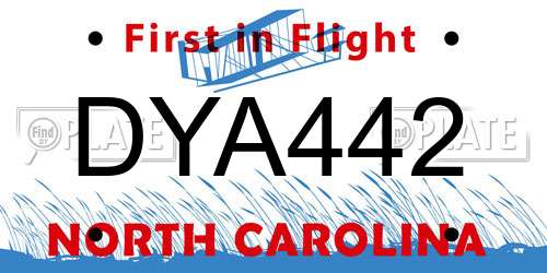 DYA442 North Carolina License Plate