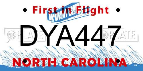 DYA447 North Carolina License Plate