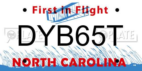 DYB65T North Carolina License Plate