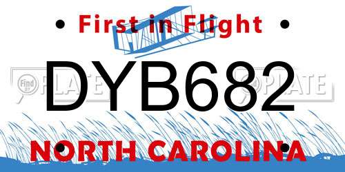DYB682 North Carolina License Plate
