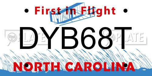 DYB68T North Carolina License Plate