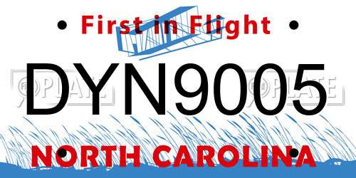 DYN9005 North Carolina License Plate