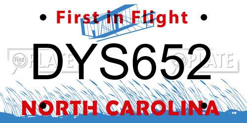 DYS652 North Carolina License Plate