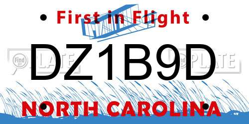 DZ1B9D North Carolina License Plate