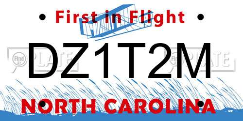 DZ1T2M North Carolina License Plate