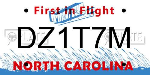 DZ1T7M North Carolina License Plate
