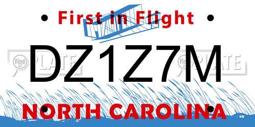 DZ1Z7M North Carolina License Plate