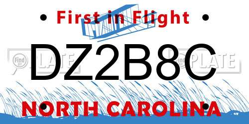 DZ2B8C North Carolina License Plate