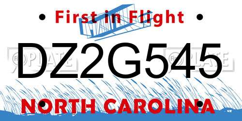 DZ2G545 North Carolina License Plate