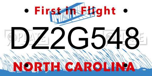 DZ2G548 North Carolina License Plate