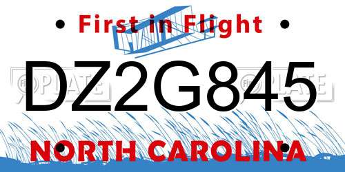 DZ2G845 North Carolina License Plate