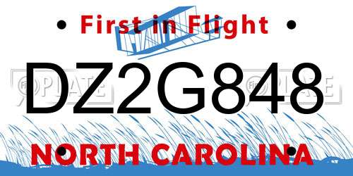 DZ2G848 North Carolina License Plate