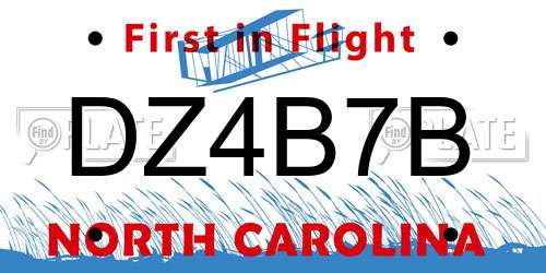 DZ4B7B North Carolina License Plate