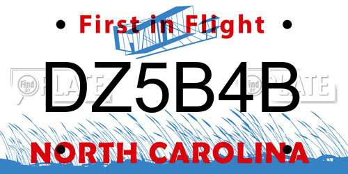 DZ5B4B North Carolina License Plate