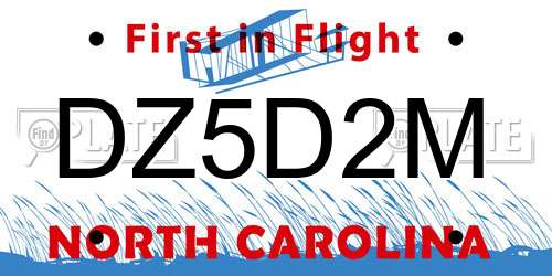 DZ5D2M North Carolina License Plate