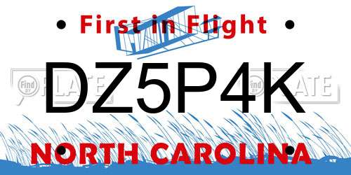 DZ5P4K North Carolina License Plate