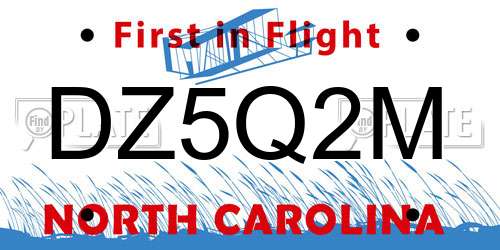 DZ5Q2M North Carolina License Plate
