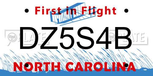 DZ5S4B North Carolina License Plate